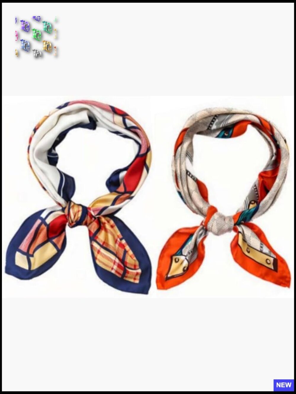 2pc Square Satin Scarves Lightweight Fashion Accessory Neckerchief Wrap